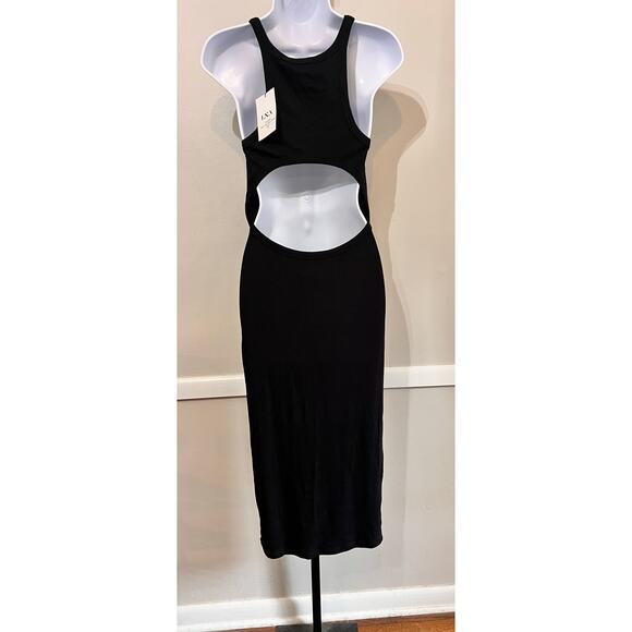 LNA Clothing Sleeveless Cutout Back Maxi Tank Dress Black Women's Size M NWT - Picture 2 of 4
